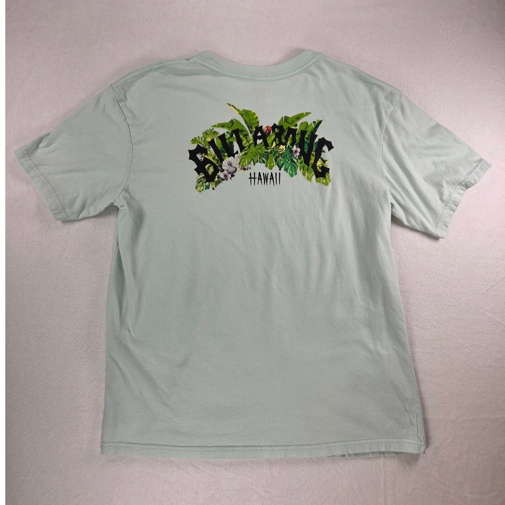 Billabong Hawaii Men Light Blue 100% Cotton Short Sleeve T-shirt Sz Large Floral